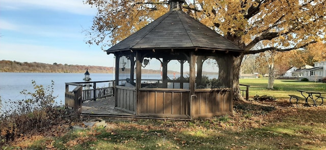 110 Martin Dr, Rock Falls, IL 61071 - dock featuring a gazebo, a yard, and a deck with water view