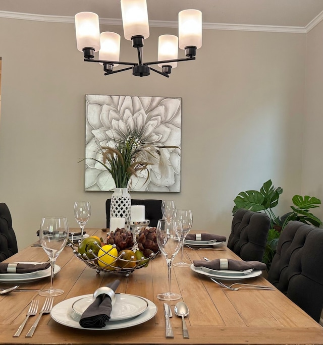 7727 W Palatine Ave, Chicago, IL 60631 - dining space featuring a chandelier and crown molding