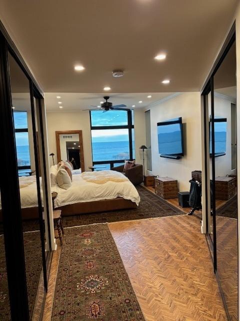 bedroom with recessed lighting