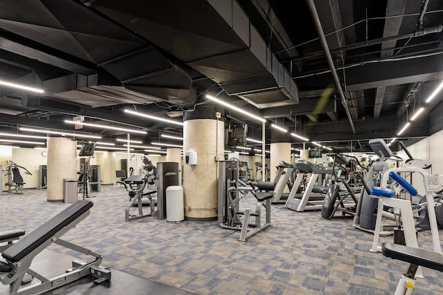 gym with carpet floors