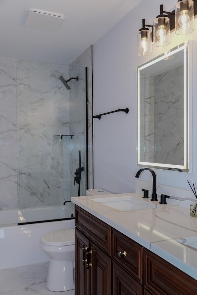 13636 Savanna Dr, Plainfield, IL 60544 - full bathroom featuring marble finish flooring, toilet, shower / tub combination, and vanity