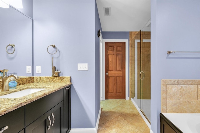 3408 Mill Creek Ct, Champaign, IL 61822 - full bathroom with vanity, a stall shower, and baseboards