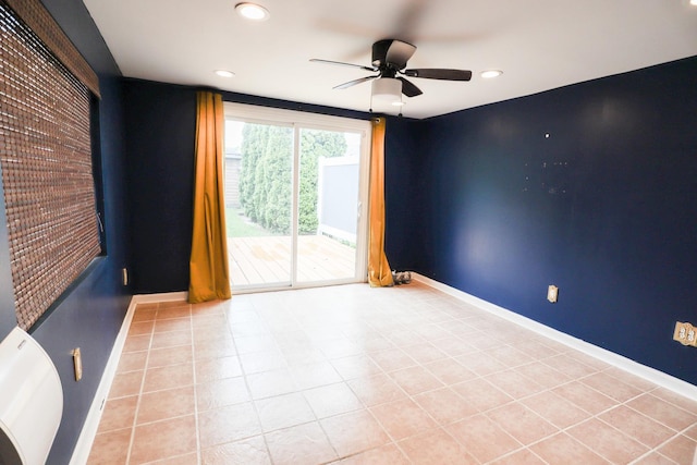 2940 W 38th St, Chicago, IL 60632 - unfurnished room with a ceiling fan, baseboards, recessed lighting, and tile patterned flooring