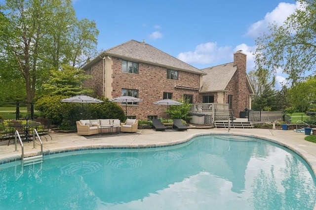 22902 W Lochanora Dr, Hawthorn Woods, IL 60047 - outdoor pool featuring an outdoor living space, a deck, and a patio area