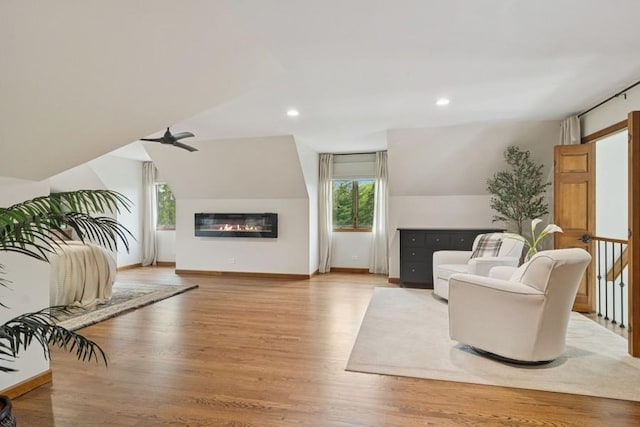 22902 W Lochanora Dr, Hawthorn Woods, IL 60047 - living room with ceiling fan, plenty of natural light, wood finished floors, lofted ceiling, and recessed lighting