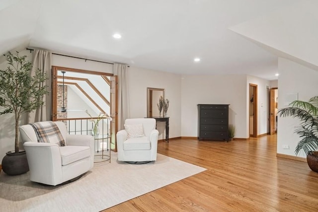 22902 W Lochanora Dr, Hawthorn Woods, IL 60047 - sitting room with light wood-style floors, recessed lighting, baseboards, and vaulted ceiling