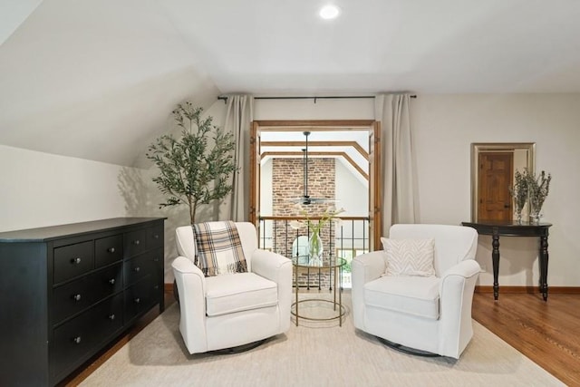 22902 W Lochanora Dr, Hawthorn Woods, IL 60047 - sitting room featuring wood finished floors, vaulted ceiling, recessed lighting, and baseboards