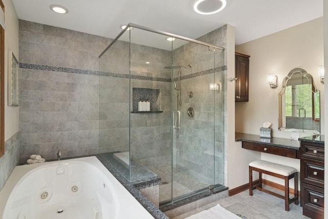 22902 W Lochanora Dr, Hawthorn Woods, IL 60047 - bathroom with a whirlpool tub, a shower stall, and vanity