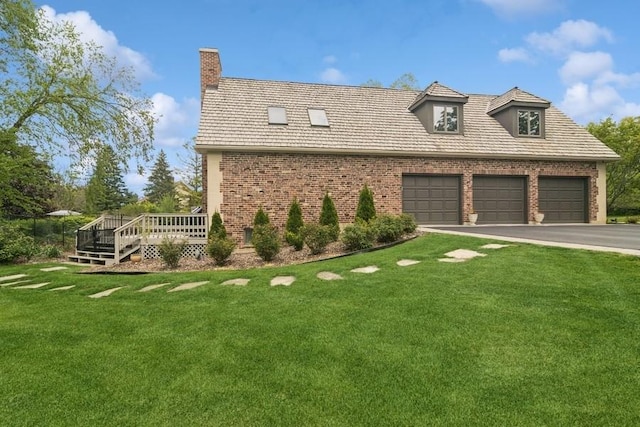 22902 W Lochanora Dr, Hawthorn Woods, IL 60047 - view of front of property featuring brick siding, a front yard, asphalt driveway, and a chimney