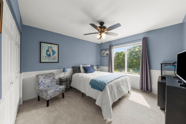 1876 Ione Ln, Aurora, IL 60503 - carpeted bedroom featuring wainscoting, a closet, and ceiling fan