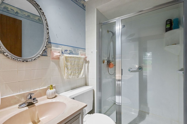 2841 E Pine Dr, Crete, IL 60417 - full bath featuring tile walls, a shower stall, and vanity