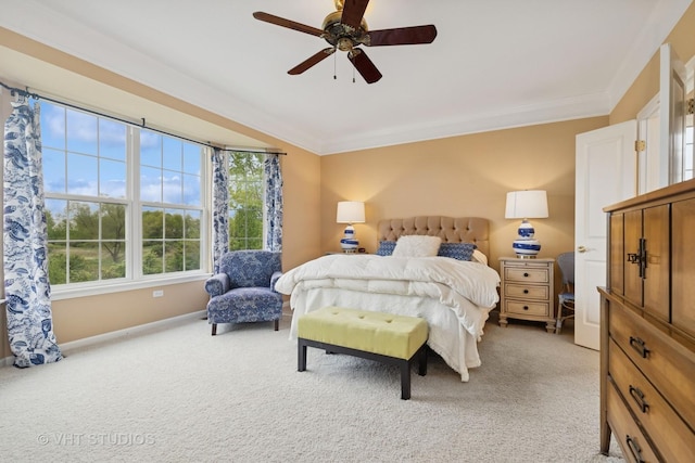 12433 Foxtail Ln, Huntley, IL 60142 - bedroom featuring crown molding, light carpet, baseboards, and ceiling fan