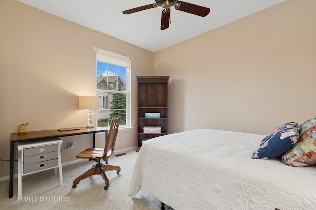 12433 Foxtail Ln, Huntley, IL 60142 - carpeted bedroom featuring baseboards, a desk, and ceiling fan