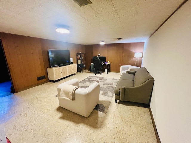 270 W Margaret Fuller Rd, Oregon, IL 61061 - living room with wooden walls and a desk