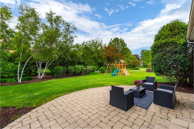 3211 Treyburn Rd, Naperville, IL 60564 - view of patio / terrace featuring a playground and an outdoor living space