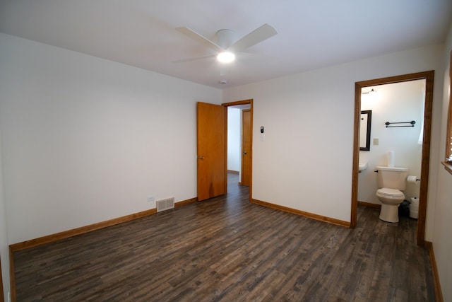 3743 E 112th St, Chicago, IL 60617 - unfurnished bedroom featuring dark wood finished floors, baseboards, ensuite bathroom, and a ceiling fan