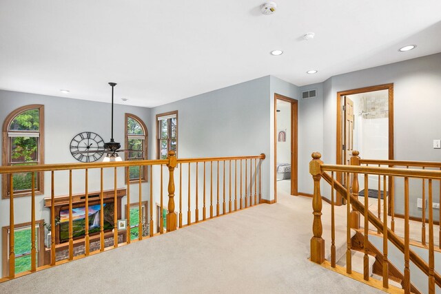 1284 N Jack Pine Ct, Palatine, IL 60067 - hall with an upstairs landing, carpet floors, recessed lighting, and baseboards