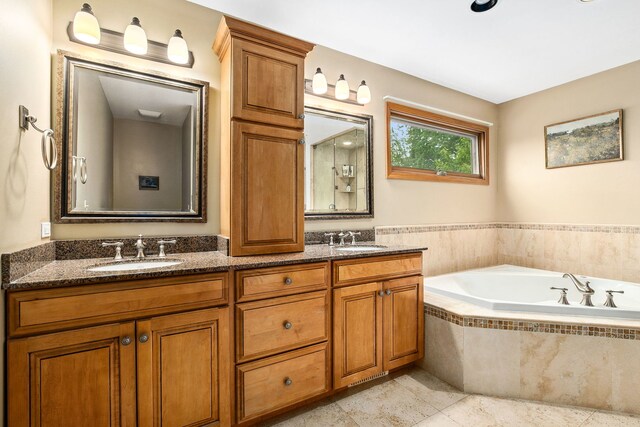 1284 N Jack Pine Ct, Palatine, IL 60067 - bathroom featuring double vanity, a garden tub, and tile patterned flooring