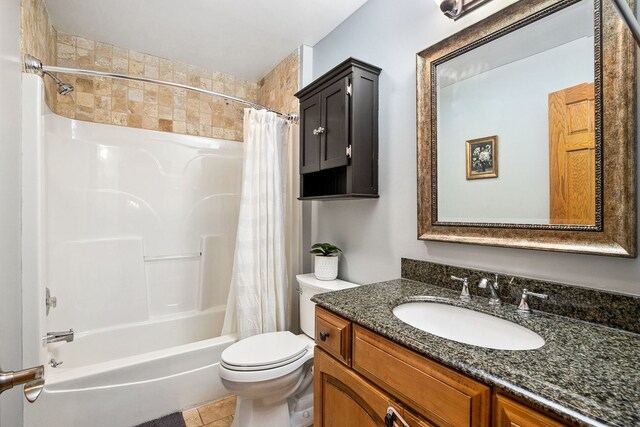 1284 N Jack Pine Ct, Palatine, IL 60067 - full bath featuring vanity, toilet, shower / bathtub combination with curtain, and tile patterned flooring