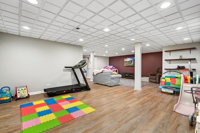 1284 N Jack Pine Ct, Palatine, IL 60067 - exercise room with wood finished floors, baseboards, and recessed lighting