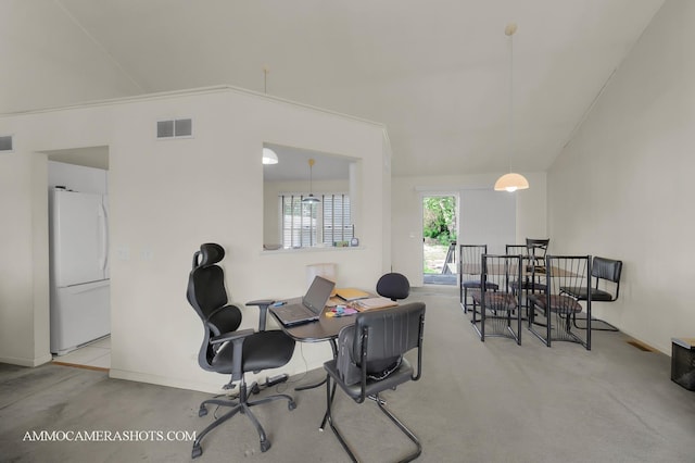 2N562 Atlantic Dr, West Chicago, IL 60185 - carpeted dining space featuring an office area and baseboards