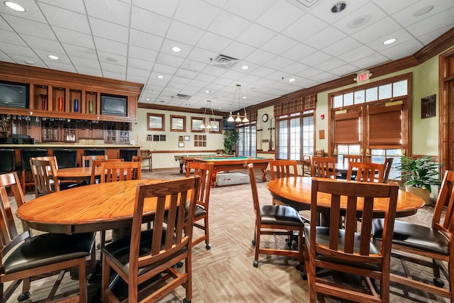 1468 W Grand Haven Rd, Romeoville, IL 60446 - dining room with ornamental molding, billiards table, and baseboards