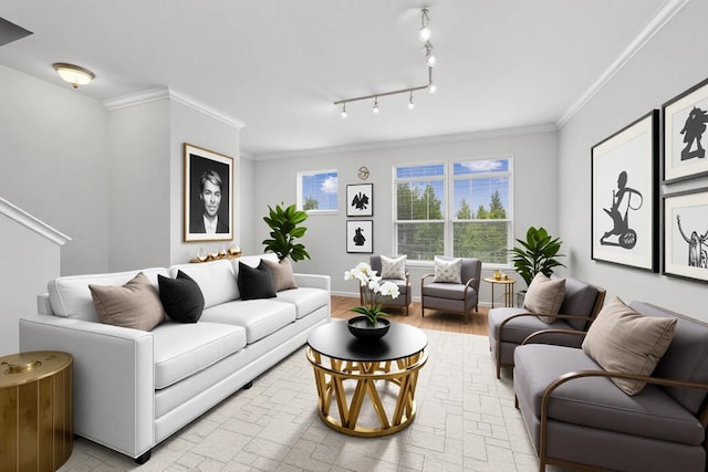 412 W Wood St, Palatine, IL 60067 - living area featuring ornamental molding, baseboards, and light wood-style flooring