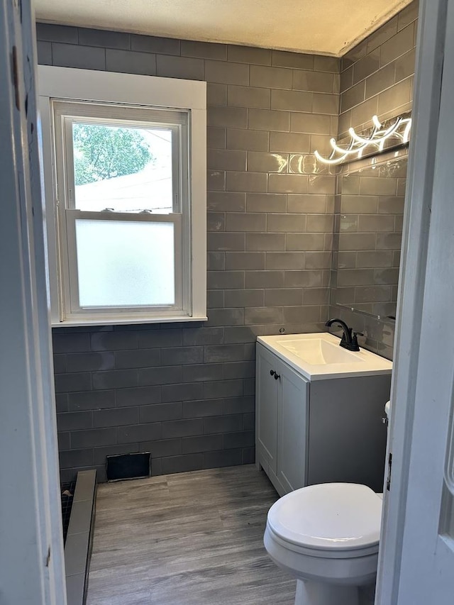 1406 W Locust St, Bloomington, IL 61701 - bathroom with vanity, wood finished floors, and toilet