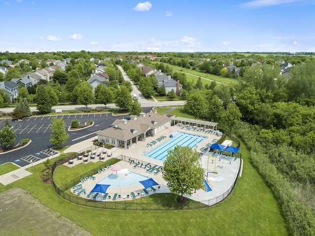 S970 Newton Sq, Geneva, IL 60134 - aerial view of a pool area and a tree filled landscape