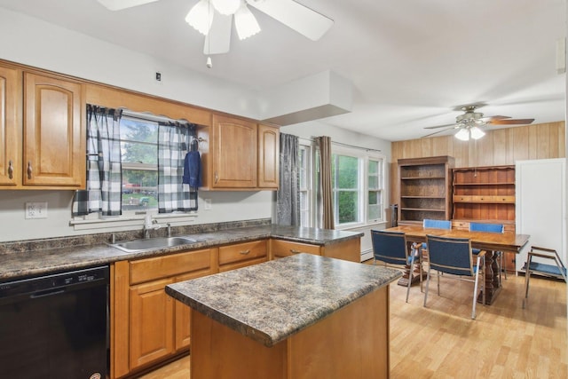 35790 N Wilson Rd, Ingleside, IL 60041 - kitchen with dishwasher, a sink, ceiling fan, and dark countertops