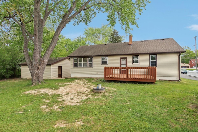 35790 N Wilson Rd, Ingleside, IL 60041 - rear view of house featuring a deck, a yard, and roof with shingles