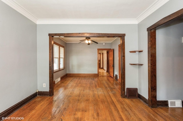 5000 N Kenneth Ave, Chicago, IL 60630 - unfurnished room with ornamental molding, wood finished floors, baseboards, and ceiling fan