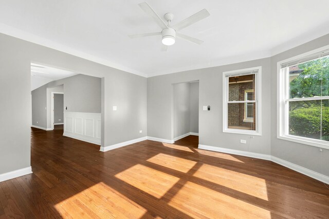 9028 S Ada St, Chicago, IL 60620 - unfurnished room with wood finished floors, ceiling fan, and baseboards