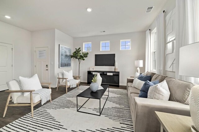 6467 Juniper Dr, Wonder Lake, IL 60097 - living area with wood finished floors, recessed lighting, and baseboards