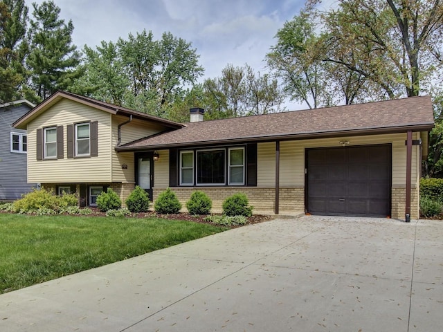 3S135 Cherrywood Ln, Glen Ellyn, IL 60137 - split level home featuring driveway, brick siding, an attached garage, and a front yard