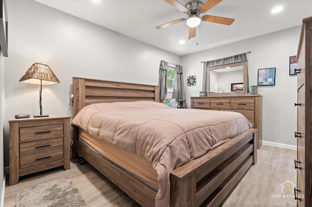 120 3 Oaks Rd, Cary, IL 60013 - bedroom with light wood finished floors, recessed lighting, a ceiling fan, and baseboards