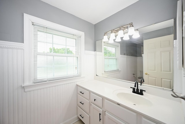 25W651 Towpath Ct, Wheaton, IL 60189 - bathroom with wainscoting and vanity