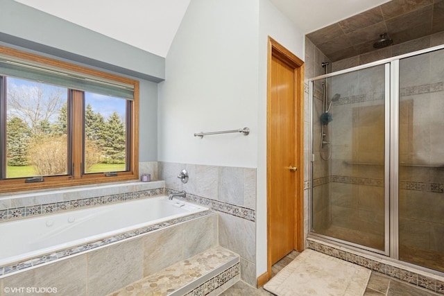 6719 W Applewood Ln, Spring Grove, IL 60081 - full bath with a shower stall, a garden tub, and lofted ceiling