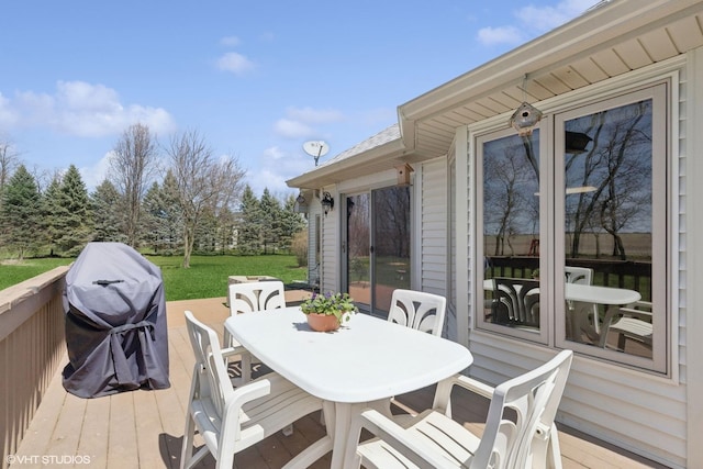 6719 W Applewood Ln, Spring Grove, IL 60081 - wooden deck featuring outdoor dining area