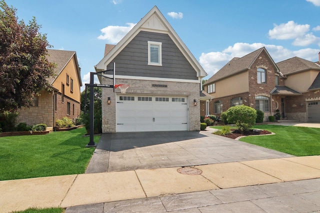 16829 Sheridans Trl, Orland Park, IL 60467 - view of front facade featuring a garage, a front yard, concrete driveway, and brick siding
