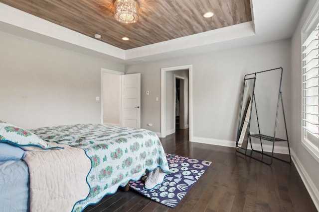16829 Sheridans Trl, Orland Park, IL 60467 - bedroom featuring a raised ceiling, multiple windows, dark wood finished floors, wooden ceiling, and recessed lighting