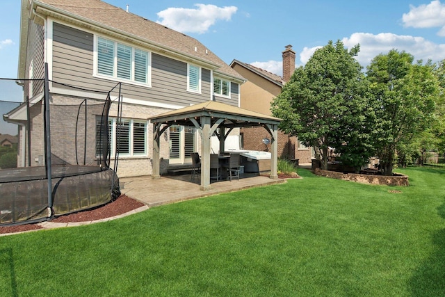 16829 Sheridans Trl, Orland Park, IL 60467 - rear view of house featuring a gazebo, a patio area, a yard, and a hot tub