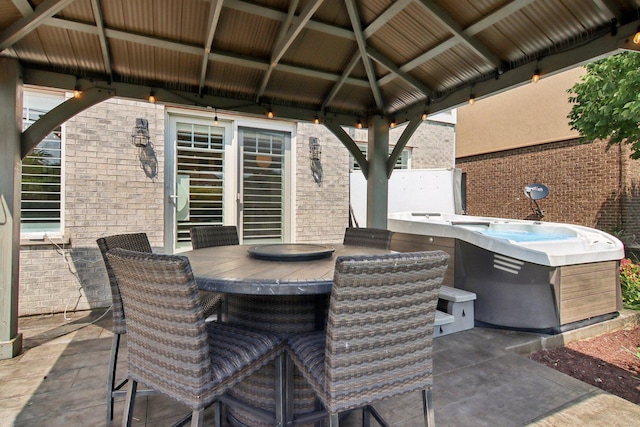 16829 Sheridans Trl, Orland Park, IL 60467 - view of patio featuring a hot tub and a gazebo