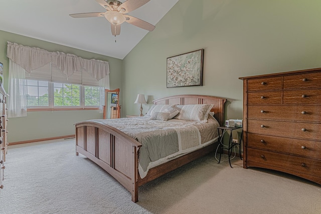 11656 Lake Shore Dr, Orland Park, IL 60467 - bedroom with light carpet, a ceiling fan, and high vaulted ceiling