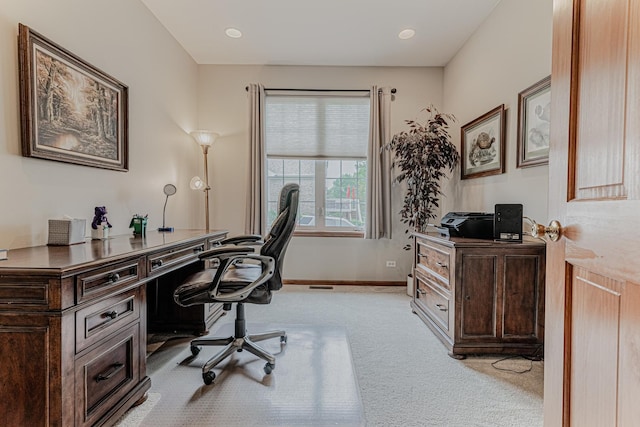 11656 Lake Shore Dr, Orland Park, IL 60467 - home office featuring light carpet and recessed lighting