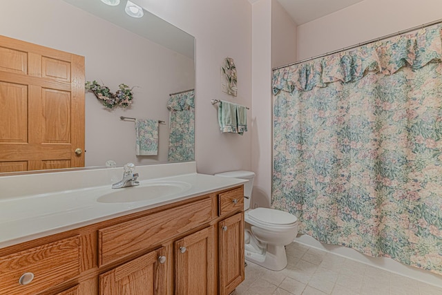11656 Lake Shore Dr, Orland Park, IL 60467 - full bath with vanity, shower / tub combo, and tile patterned flooring