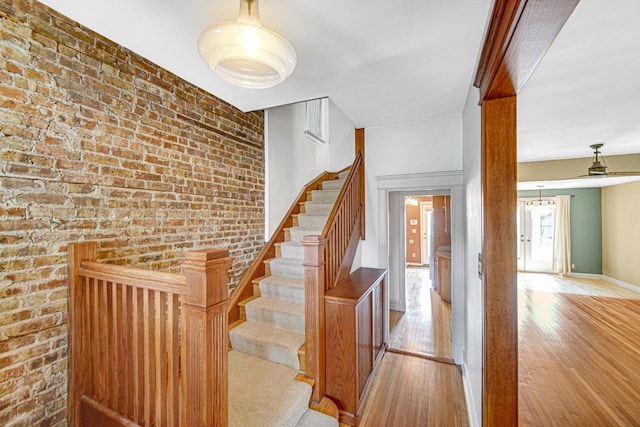 1044 S E Ave, Oak Park, IL 60304 - stairway featuring wood finished floors and brick wall