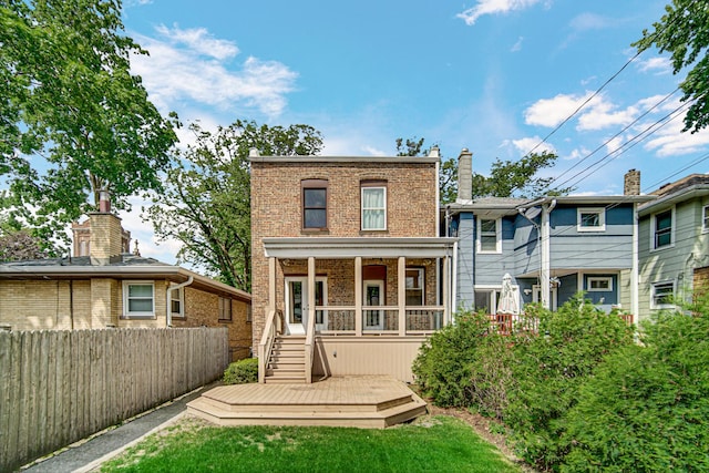 1044 S E Ave, Oak Park, IL 60304 - rear view of property with fence, brick siding, and a wooden deck