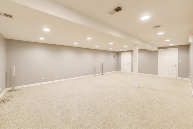 2334 Glen Eagles Ln, Riverwoods, IL 60015 - finished basement with recessed lighting, light colored carpet, and baseboards