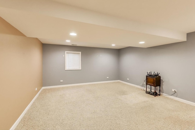 2334 Glen Eagles Ln, Riverwoods, IL 60015 - below grade area featuring light carpet, baseboards, and recessed lighting